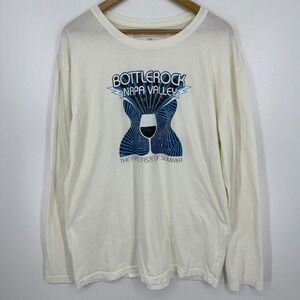 BottleRock Napa Valley Long Sleeve‎ Graphic T-Shirt Mens 3XL Cream Golden Goods